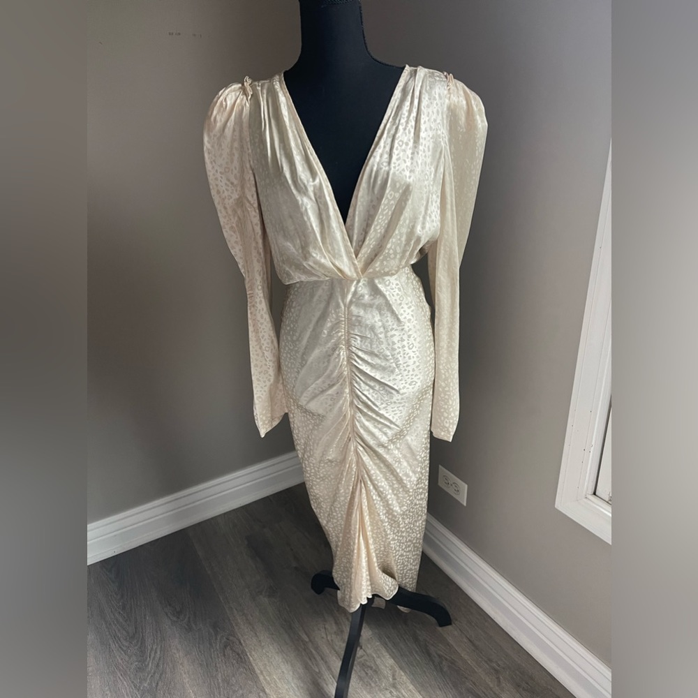 Size S Ronny Kobo Silk Dress Cream